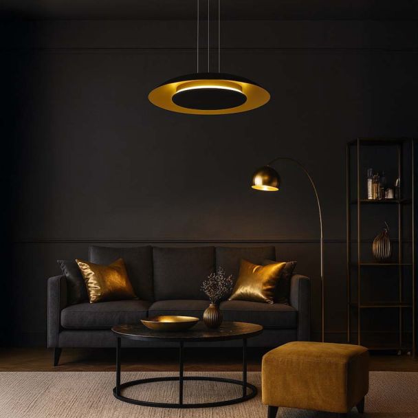 MILAGRO ML1815 Lampa wisząca Piattino Czarny Złoty 30W LED 3000K-4000k-6000K