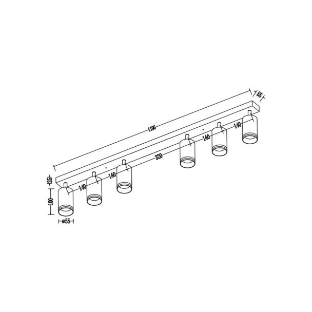 MILAGRO ML2075 Oprawa Pipe Ring Spot Czarny 6xGU10