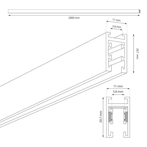 MILAGRO ML2160 Szyna natynk magnetic track 5mm 200cm
