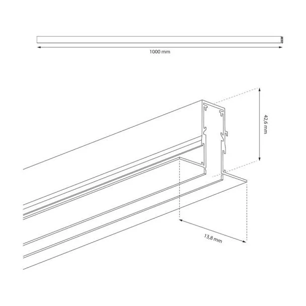 MILAGRO ML2181 Szyna podtynk 100cm magnetic track 10mm