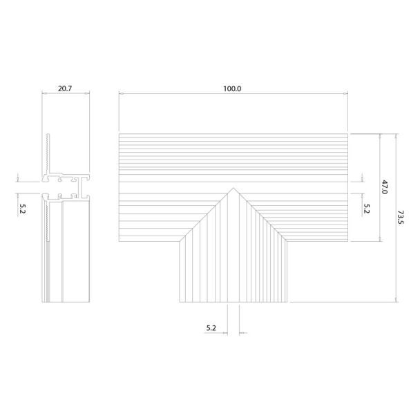 MILAGRO ML2321 Narożnik podtynk T magnetic track 5mm