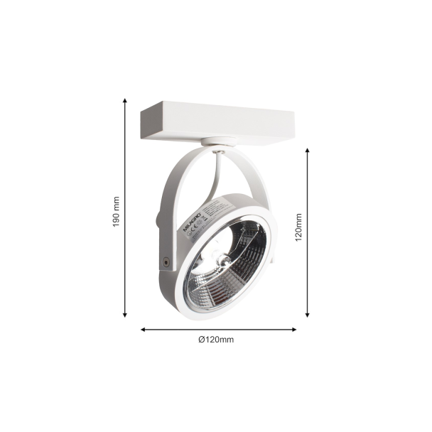 MILAGRO ML5703 Oprawa natynkowa Lugar Biały 1xAR111 GU10