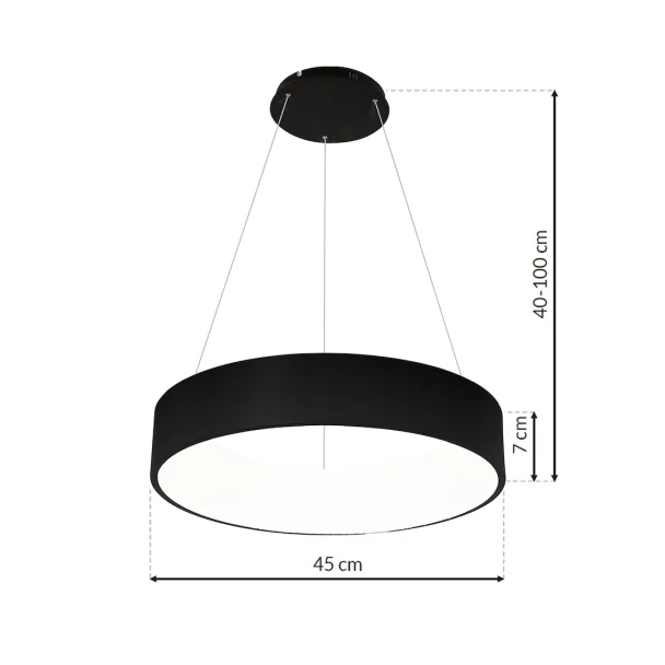 MILAGRO ML6358 Lampa wisząca OHIO BLACK 40W LED 3000K-4000K