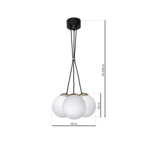 MILAGRO MLP6499 Lampa wisząca SPARTA BLACK / GOLD 3xE14