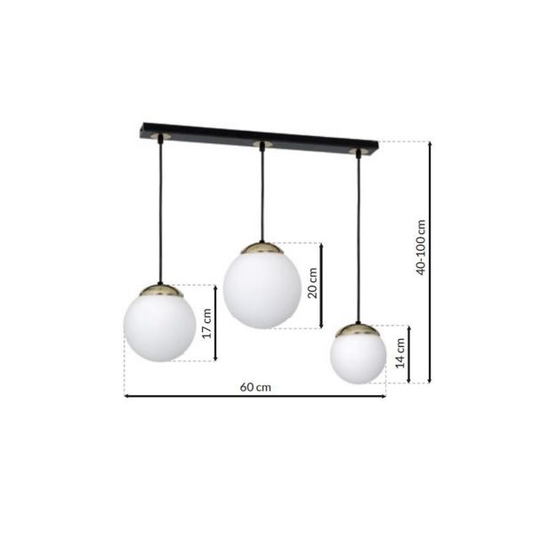 MILAGRO MLP6500 Lampa wisząca SPARTA BLACK / GOLD 3xE14