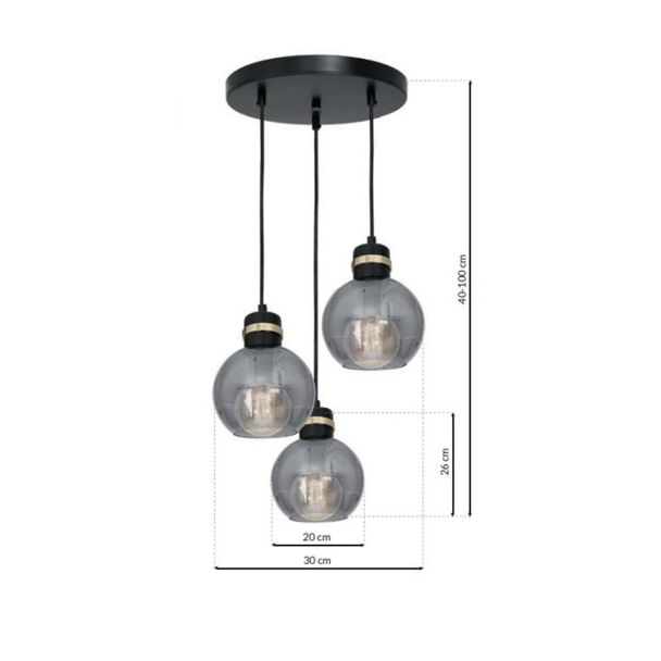 MILAGRO MLP6533 Lampa wisząca OMEGA BLACK/GOLD 3xE27