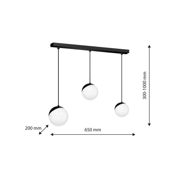 MILAGRO MLP7237 Lampa wisząca SFERA BLACK 3xE14