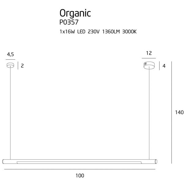 Maxlight Organic Horizon P0357 Lampa Wisząca Biała