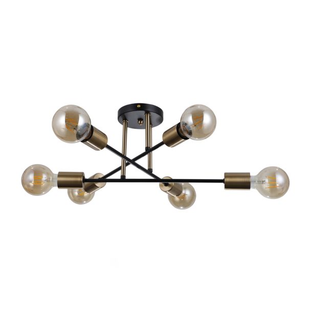 ITALUX PND-4052-6-BL-HBR lampa wisząca czarny,mosiądz
