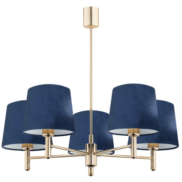 ARGON 2086 lampa wisząca 5 pł. granatowy,mosiądz