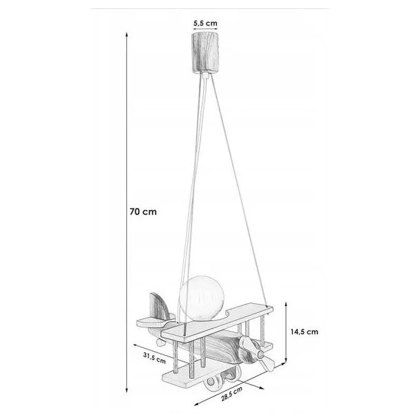 WYPRZEDAŻ HELLUX 1041009 Lampa wisząca Samolot mały biało-naturalny