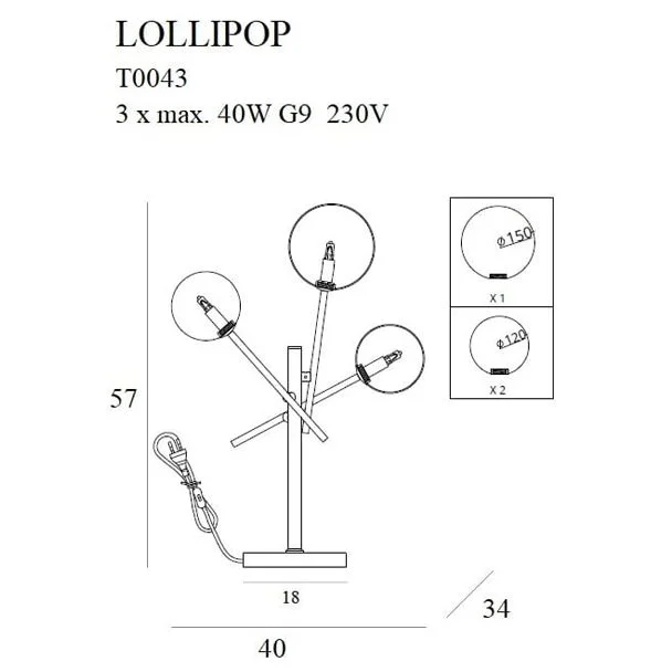 Maxlight Lollipop Black T0043 Lampa Biurkowa Czarna
