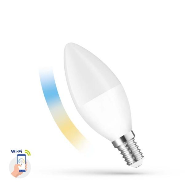 SPECTRUMLED 14413 Żarówka LED ŚWIECOWA 5W E-14 230V CCT+DIM Wi-Fi Spectrum SMART