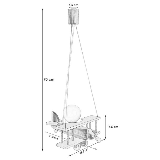 HELLUX 1041012 Lampa wisząca Samolot mały szaro-biały