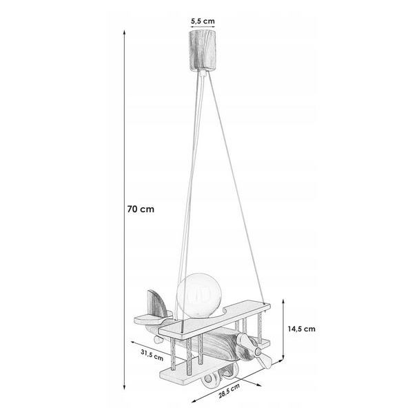 HELLUX 1041020 Lampa wisząca Samolot mały - naturalno-różowy
