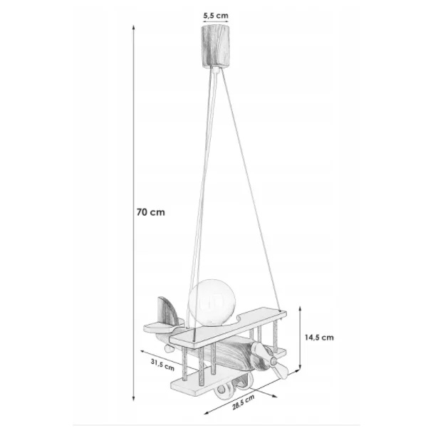 HELLUX 1041019 Lampa wisząca Samolot mały czarno-naturalny