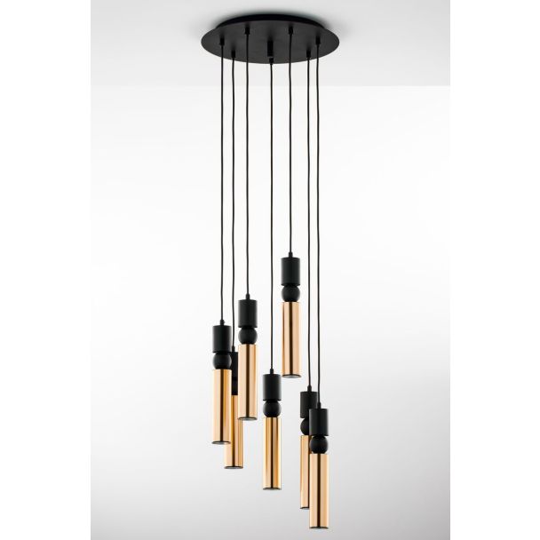 JUPITER ALAS lampa wisząca 7-punktowa czarny mosiądz kulka cz 2018