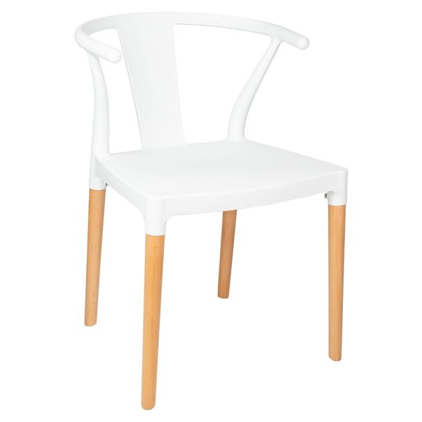 KING HOME KH010100219 Krzesło WISHBONE PP białe - polipropylen, drewno