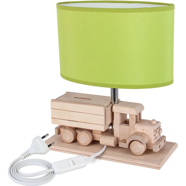 HELLUX 4112425 Lampa stołowa Ciężarówka - Skarbonka - zielona