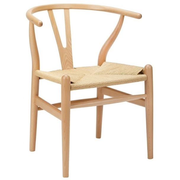 King HomeKH1501100117 Krzesło WISHBONE natural - drewno bukowe, naturalne włókno