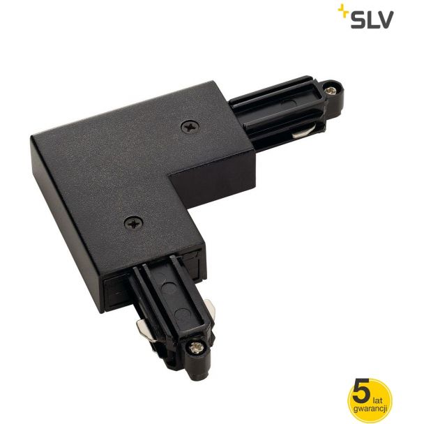 SLV 143050 Łącznik rogowy do 1-F szyny czarny uziemienie na zewnątrz łącznik 1-fazowy