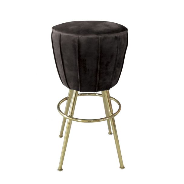 Marcello Vanetti Krzesło stołek barowy nowoczesny złote nogi czarny welur Sketch 46/46/73 cm C0309-1D Black Vel