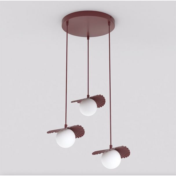 EMIBIG 1761/3 FLORA 3PREM BURGUNDY OPAL Lampa wisząca