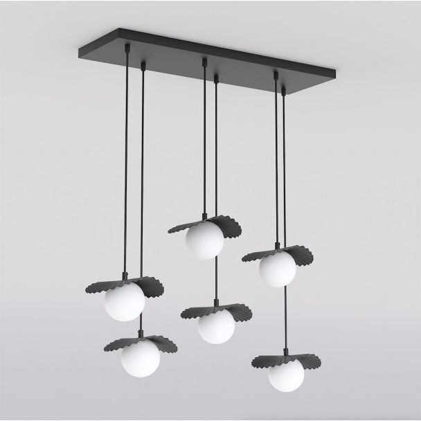 EMIBIG 1758/6 FLORA 6 BLACK OPAL Lampa wisząca