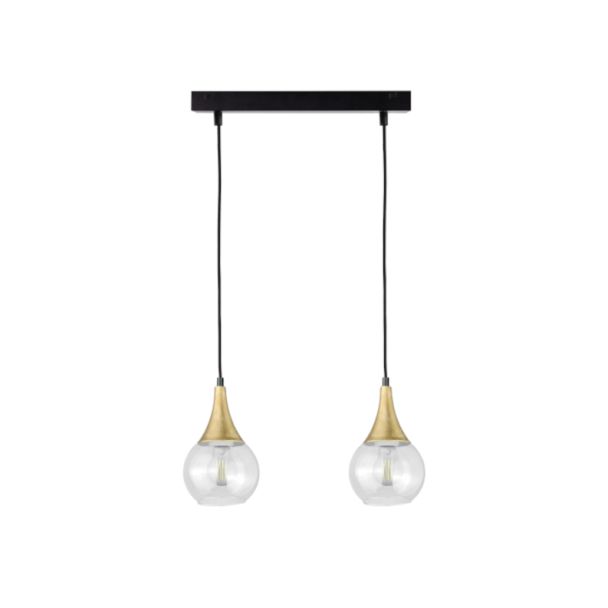 KETER 2750 Lampa wisząca 2xE27 LACRIMA CLEAR BLACK/GOLD