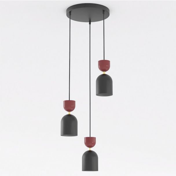 EMIBIG 1737/3PREM GAUDI 3PREM BLACK BURGUNDY Lampa wisząca