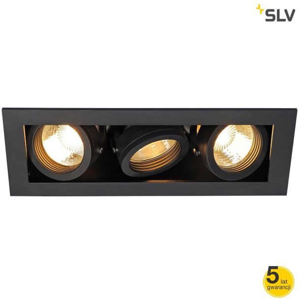 SLV 115530 KADUX 3 GU10 lampa typu downlight, kwadrat, czarna matowa, maks. 3x50W