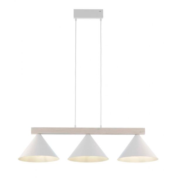 SIGMA 41818 DECO 3 lampa wisząca biały/drewno bielone