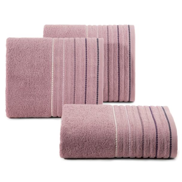 EUROFIRANY 403524 Ręcznik z ozdobną bordiurą w pasy fioletowy 140X70