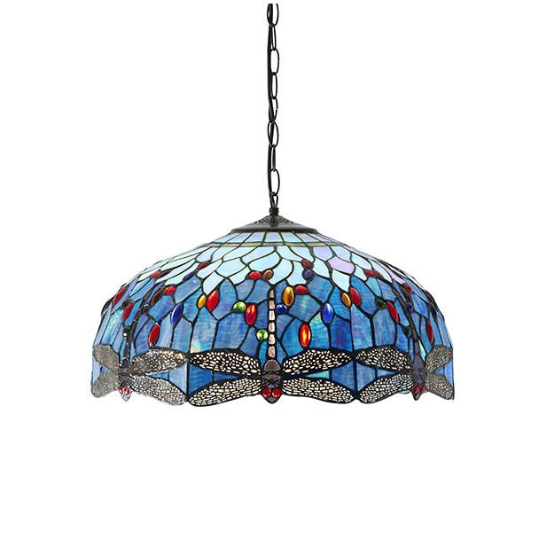 INTERIORS 1900 66148 Dragonfly blue large 3lt pendant 60W Indoor
