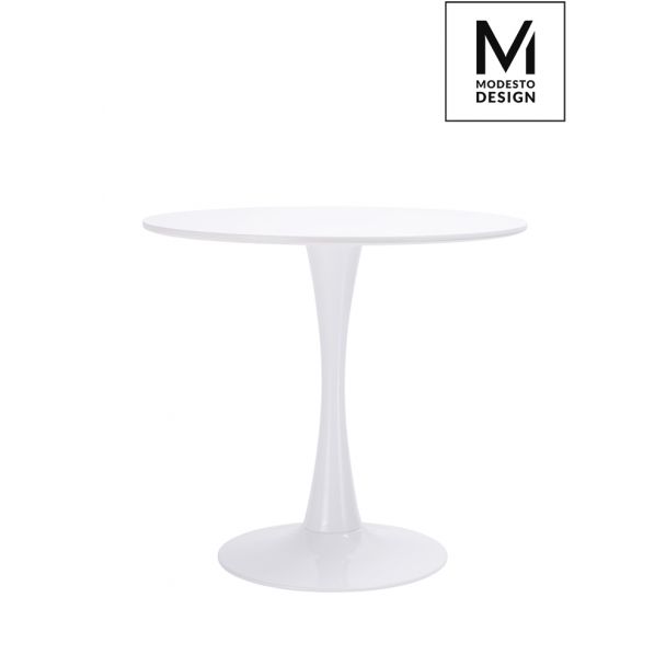 Modesto Design Y001.WHITE MODESTO stół TULIP FI 80 biały - MDF, podstawa metalowa