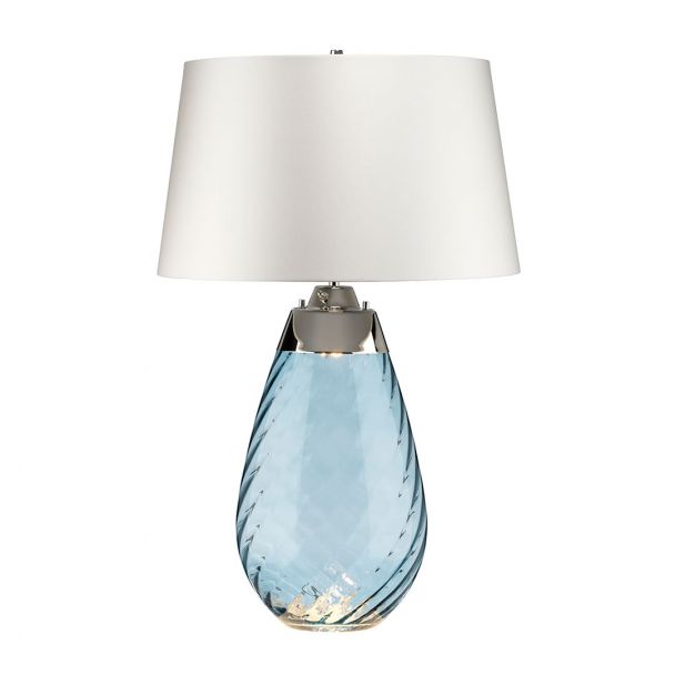 ELSTEAD Lena LENA-TL-L-BLUE-OWSS 2 Light Large Blue Table Lamp with Off-white Shade