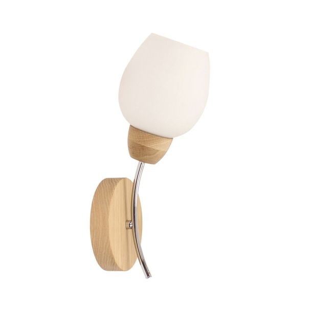 SPOT LIGHT 8320174 Parma Wood Kinkiet 1xE27 Max.60W Dąb Olejowany/Chrom/Biały