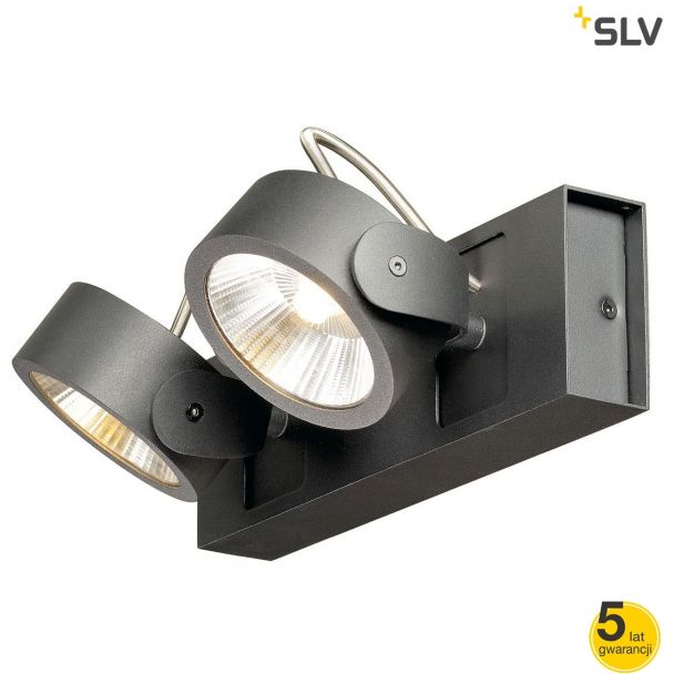 SLV 1000129 KALU LED 2 LAMPA ŚCIENNA / LAMPA SUFITOWA CZARNY 3000K 60°
