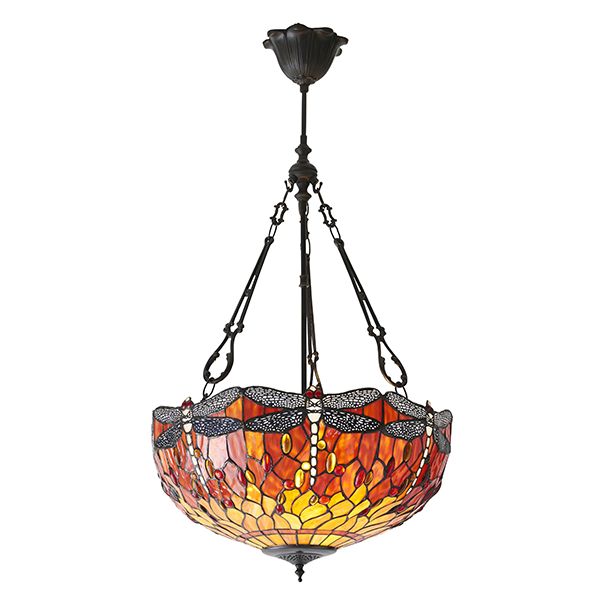 INTERIORS 1900 70762 Dragonfly flame large inverted 3lt pendant 60W Indoor