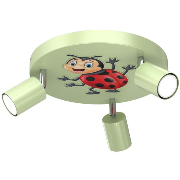 LUMINEX 9289 spot Fun Ladybug green plate dia 300, 3xGU10