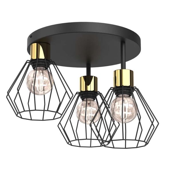 LUMINEX 9853 plafon Parkla basket black/gold 3xE27