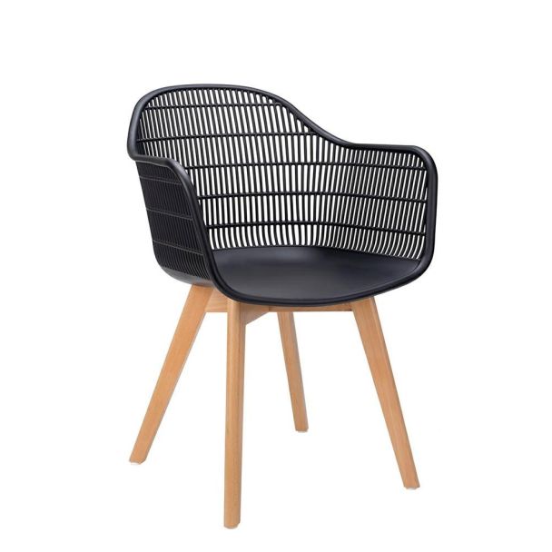 Modesto Design PW502T.ASCH MODESTO krzesło BASKET ARM WOOD czarne - polipropylen, nogi jesionowe