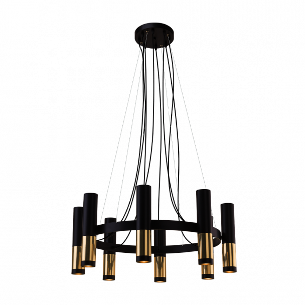 AMPLEX 8372 KAVOS LAMPA WISZĄCA 8 PŁ. (black/gloss brass)