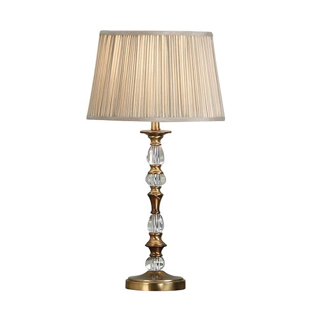 INTERIORS 1900 63594 Polina antique brass medium table & beige shade 60W Indoor
