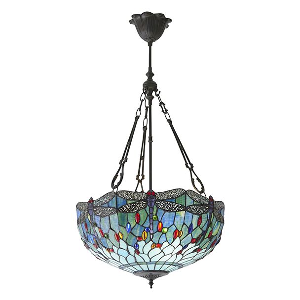 INTERIORS 1900 64074 Dragonfly blue large inverted 3lt pendant 60W Indoor