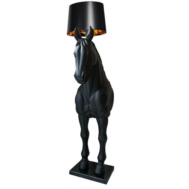 King Home JB001L Lampa podłogowa KOŃ HORSE STAND M czarna - włókno szklane