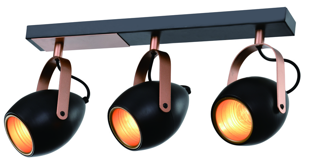 CANDELLUX 93-82589 ANICA LAMPA SUFITOWA LISTWA CZARNY 3X40W E14 ODBŁYŚNIK ZŁOTY