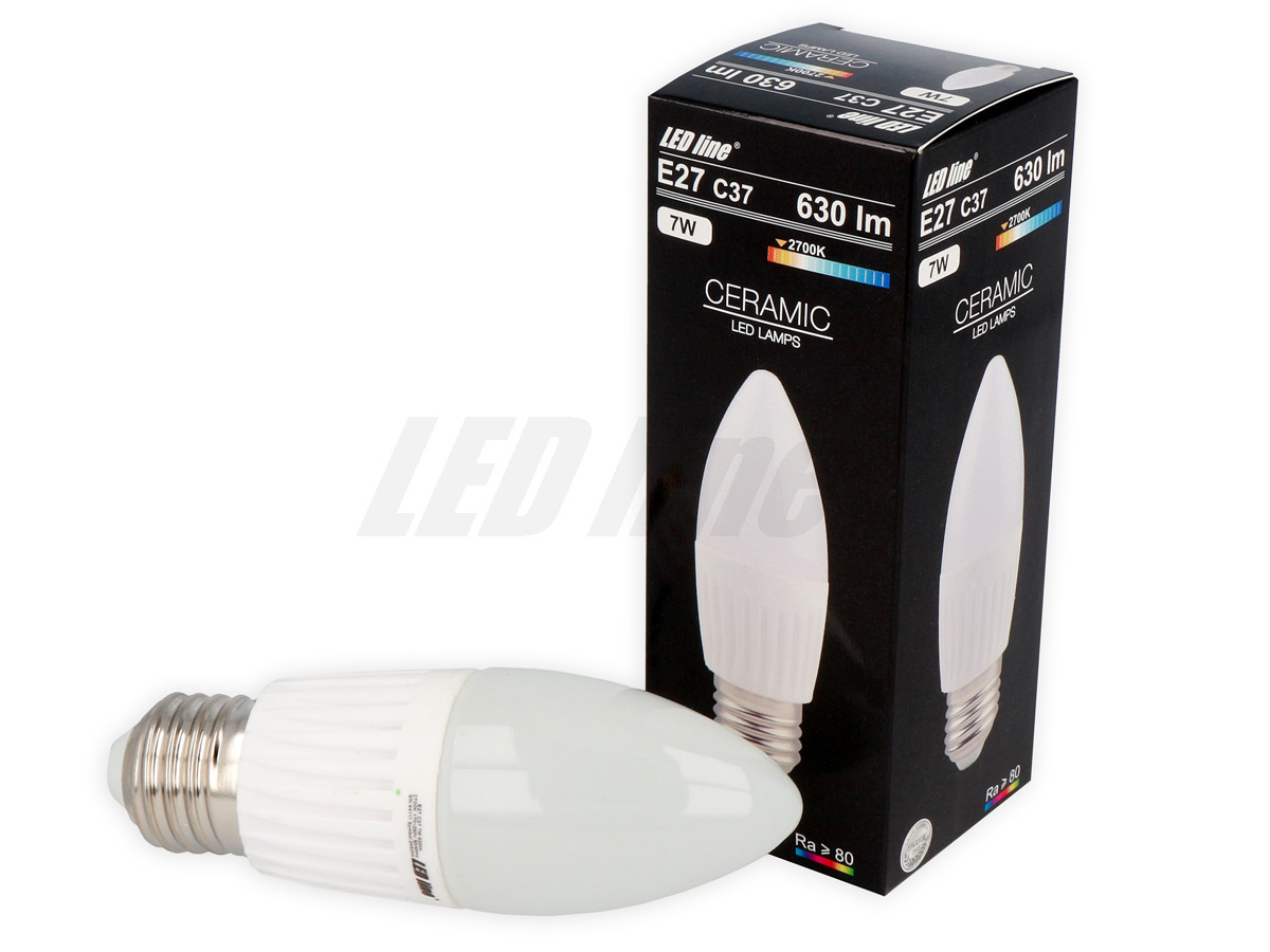 LED line 249204 E27 C37 170-250V 7W 630lm 2700K ciepła