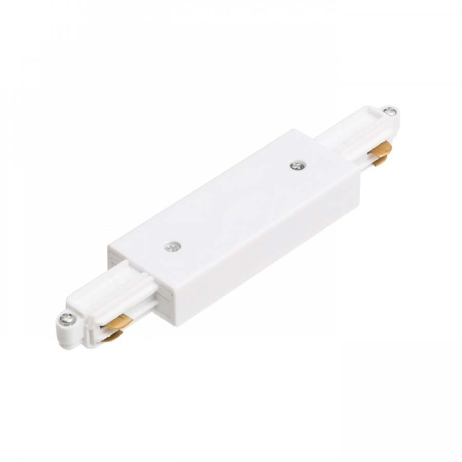 RENDL R12263 1F łącznik wzdłużny długi z opcją zasilania biała 230V łącznik 1-fazowy