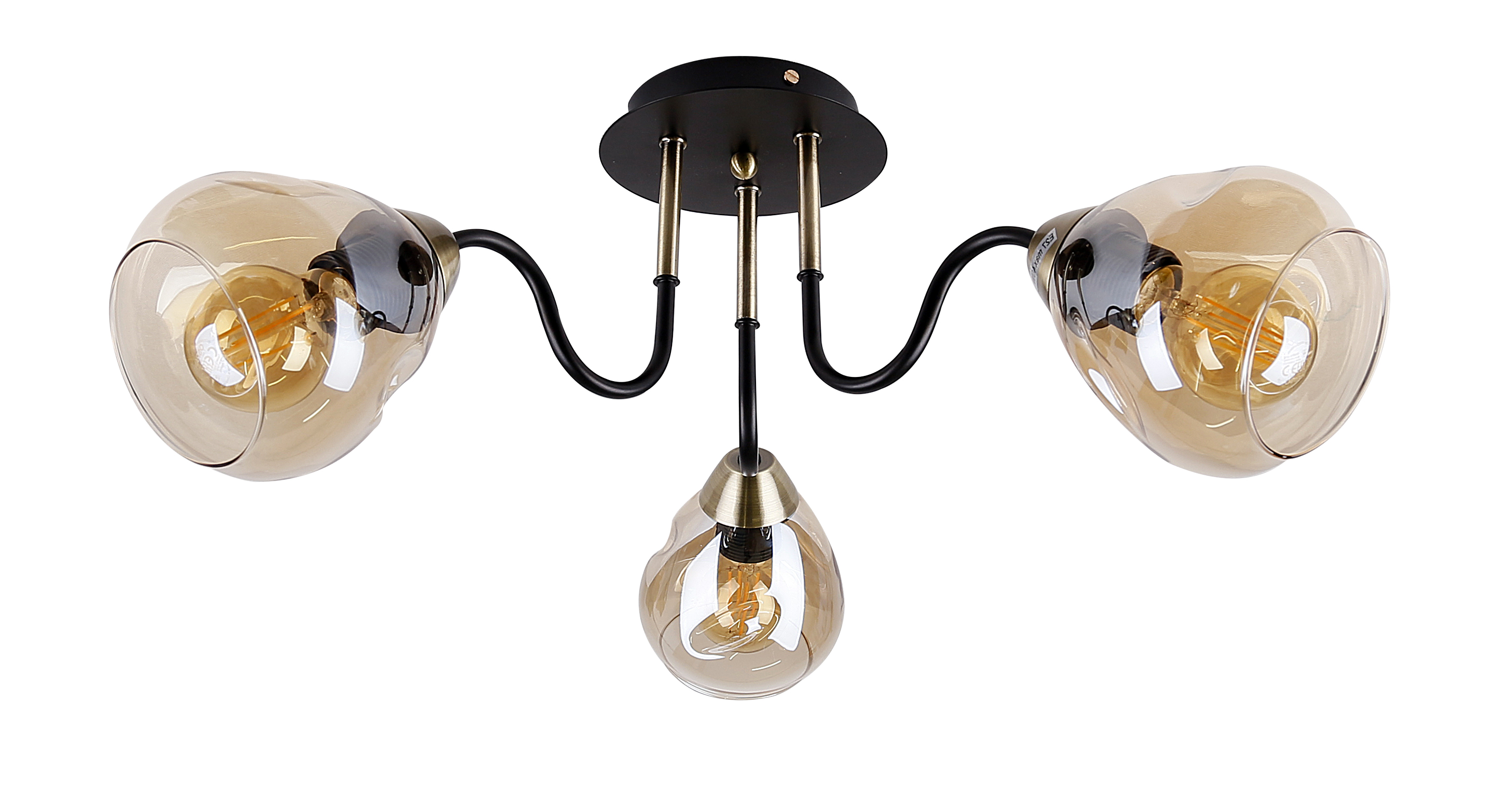CANDELLUX 33-00880 UNICA LAMPA SUFITOWA CZARNY+ZŁOTY 3X40W E27 KLOSZ DYMIONY